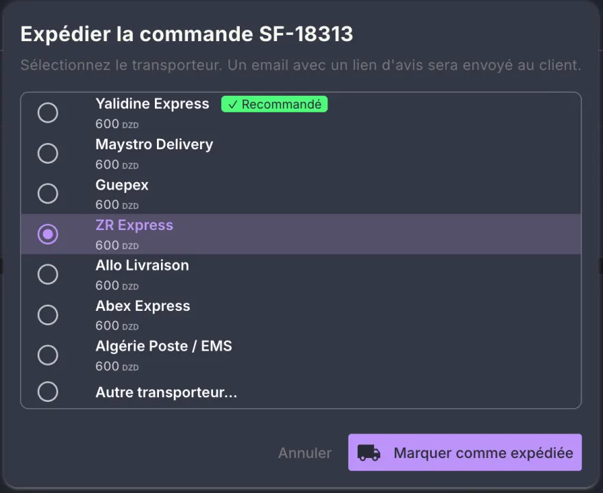 Tous vos transporteurs. Un seul clic.